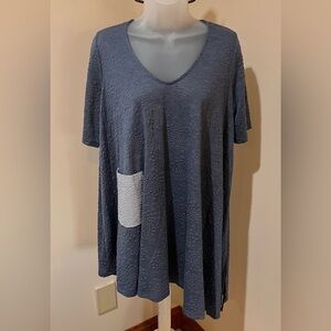 NEW NWOT MATTI MAMANE WOMEN’S ASYMMETRICAL TEXTURED TUNIC TOP BLUE SIZE MEDIUM
